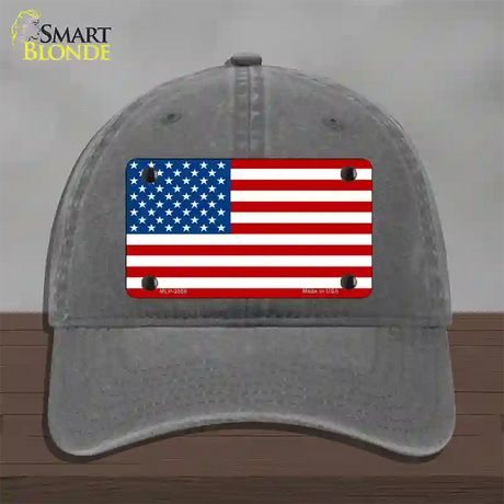 American Flag Novelty License Plate Hat Unconstructed Cotton / Charcoal