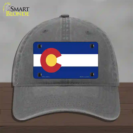 Colorado State Flag Novelty License Plate Hat Unconstructed Cotton / Charcoal