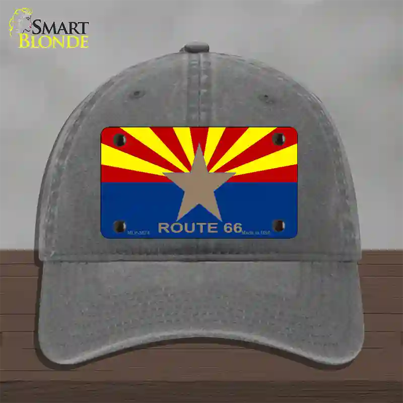 Arizona Flag with Route 66 Novelty License Plate Hat Unconstructed Cotton / Charcoal