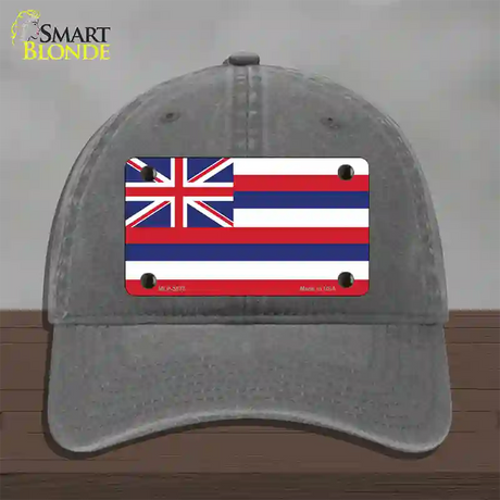 Hawaii Flag State Flag Novelty License Plate Hat Unconstructed Cotton / Charcoal