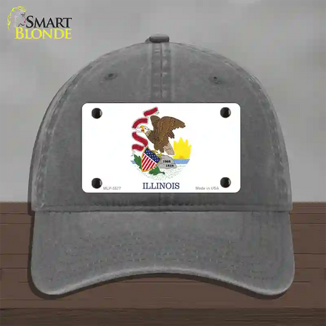 Illinois State Flag Novelty License Plate Hat Unconstructed Cotton / Charcoal