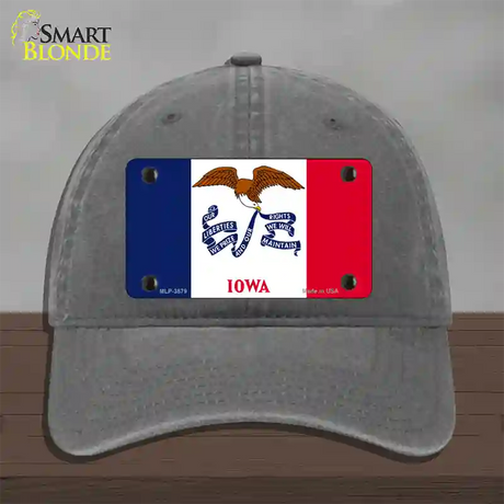 Iowa State Flag Novelty License Plate Hat Unconstructed Cotton / Charcoal