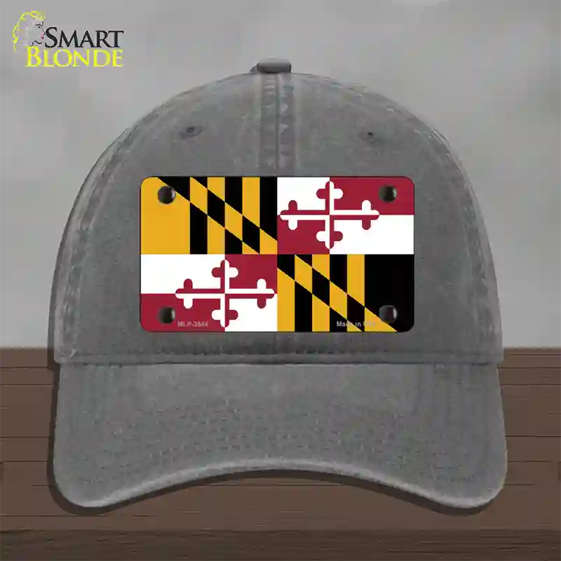 Maryland State Flag Novelty License Plate Hat Unconstructed Cotton / Charcoal