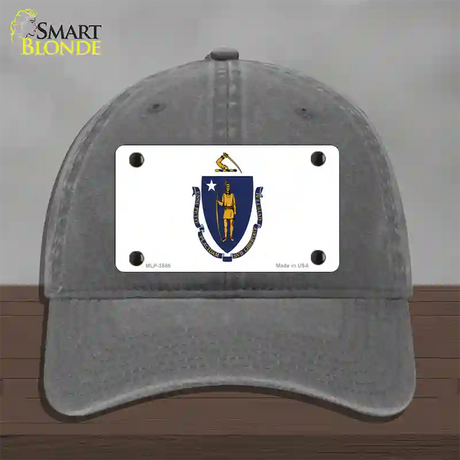 Massachusetts State Flag Novelty License Plate Hat Unconstructed Cotton / Charcoal