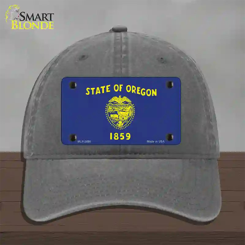 Oregon State Flag Novelty License Plate Hat Unconstructed Cotton / Charcoal