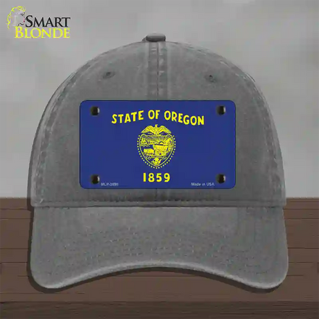 Oregon State Flag Novelty License Plate Hat Unconstructed Cotton / Charcoal