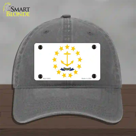 Rhode Island State Flag Novelty License Plate Hat Unconstructed Cotton / Charcoal