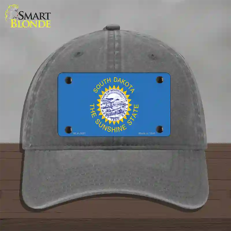 South Dakota State Flag Novelty License Plate Hat Unconstructed Cotton / Charcoal