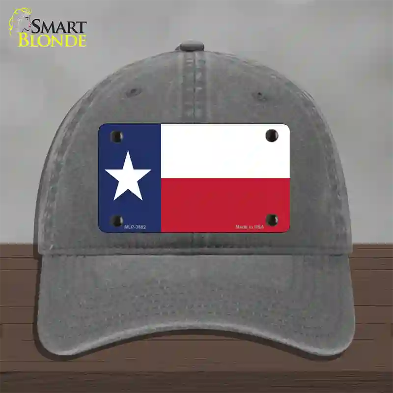 Texas State Flag Novelty License Plate Hat Unconstructed Cotton / Charcoal