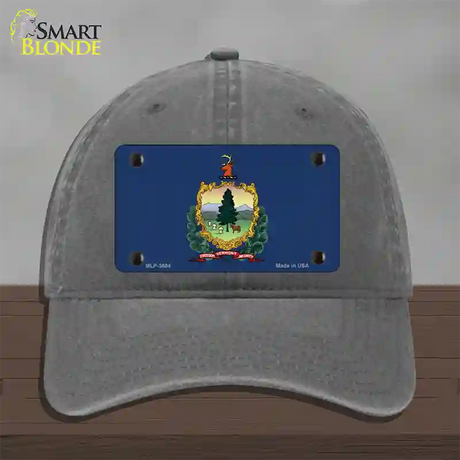 Vermont State Flag Novelty License Plate Hat Unconstructed Cotton / Charcoal