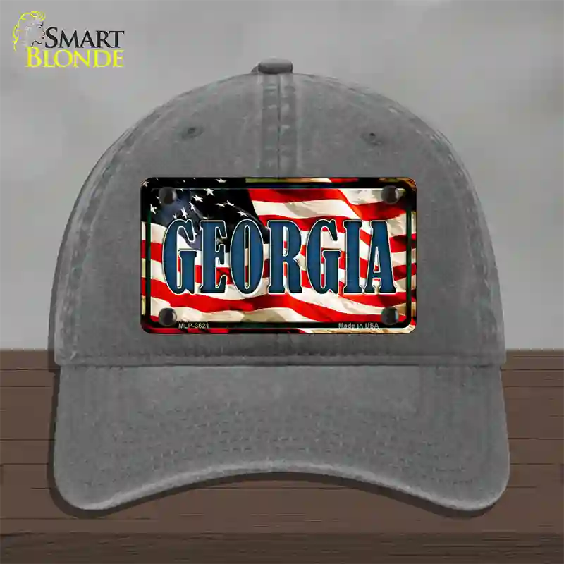 Georgia USA Novelty License Plate Hat Unconstructed Cotton / Charcoal