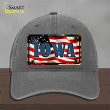 Iowa USA Novelty License Plate Hat Unconstructed Cotton / Charcoal