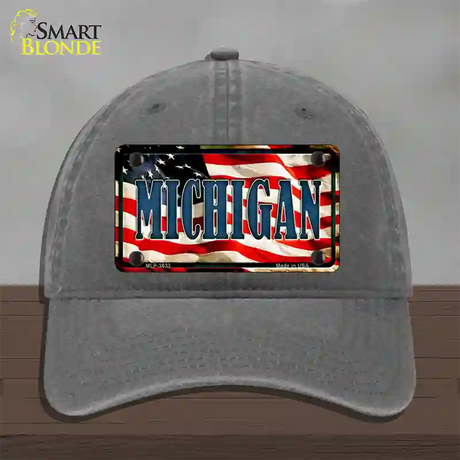 Michigan USA Novelty License Plate Hat Unconstructed Cotton / Charcoal