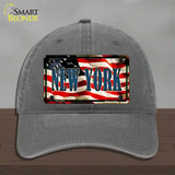 New York USA Novelty License Plate Hat Unconstructed Cotton / Charcoal