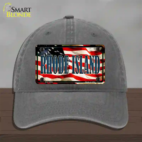 Rhode Island USA Novelty License Plate Hat Unconstructed Cotton / Charcoal