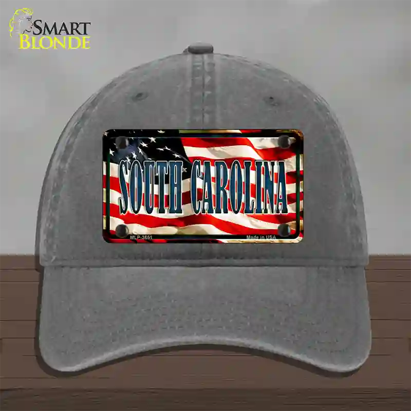 South Carolina USA Novelty License Plate Hat Unconstructed Cotton / Charcoal