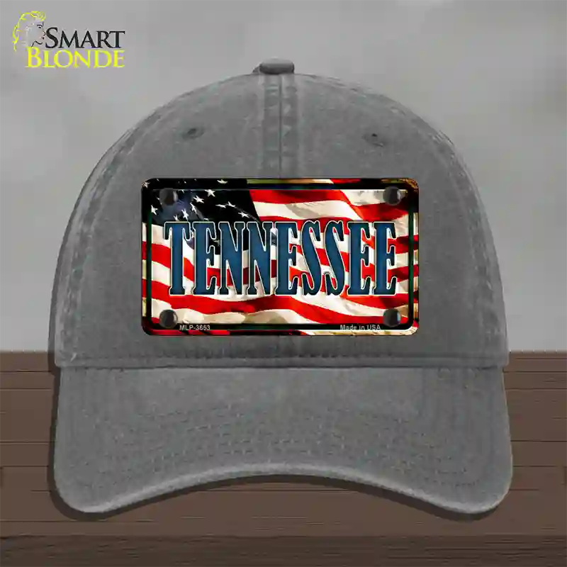 Tennessee USA Novelty License Plate Hat Unconstructed Cotton / Charcoal