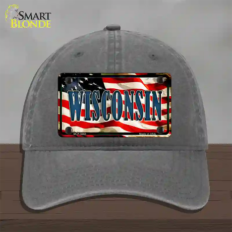 Wisconsin USA Novelty License Plate Hat Unconstructed Cotton / Charcoal