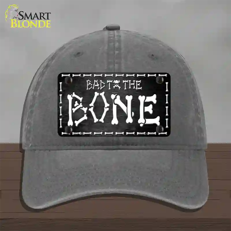 Bad To The Bone Skull Novelty License Plate Hat Unconstructed Cotton / Charcoal