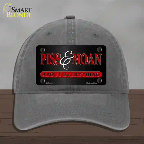 Piss & Moan Novelty License Plate Hat Unconstructed Cotton / Charcoal