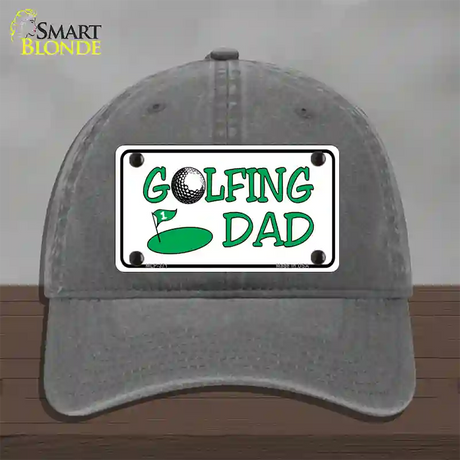 Golfing Dad Novelty License Plate Hat Unconstructed Cotton / Charcoal