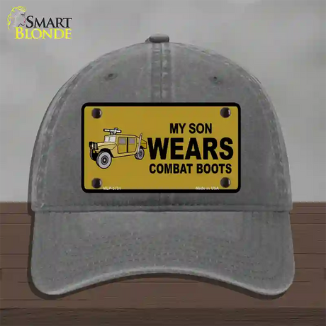 Son Wears Combat Boots Novelty License Plate Hat Unconstructed Cotton / Charcoal