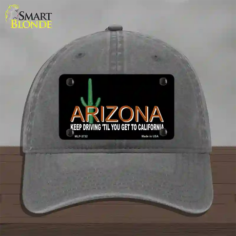 Arizona Keep Driving Novelty License Plate Hat Unconstructed Cotton / Charcoal