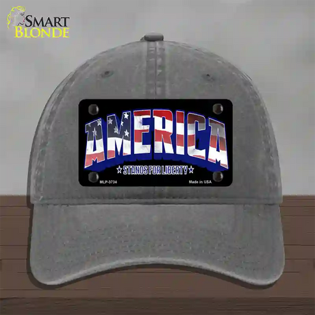 America Novelty License Plate Hat Unconstructed Cotton / Charcoal