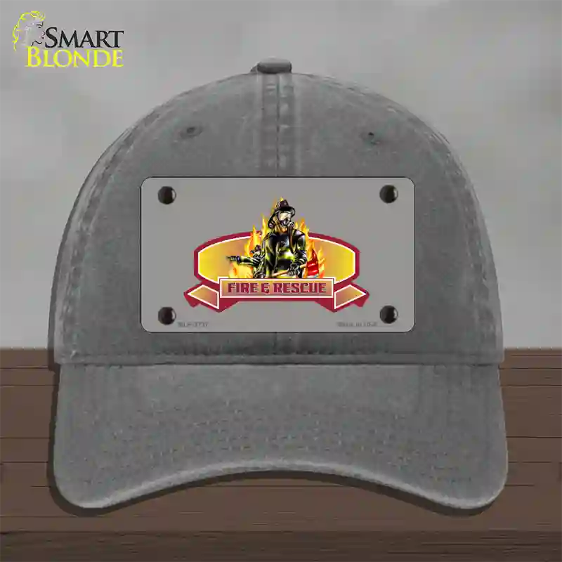 Fire Rescue Novelty License Plate Hat Unconstructed Cotton / Charcoal