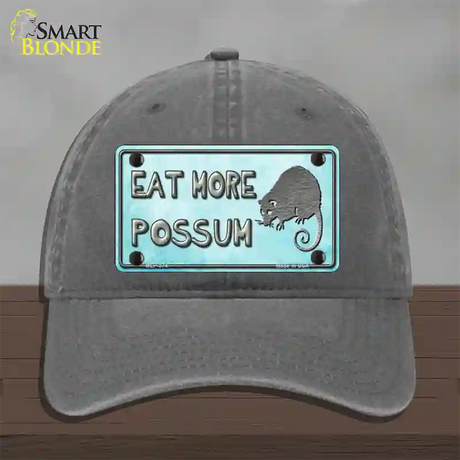 Eat More Possum Novelty License Plate Hat Unconstructed Cotton / Charcoal