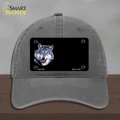 Wolf Offset Novelty License Plate Hat Unconstructed Cotton / Charcoal