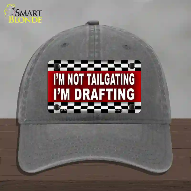 Not Tailgating Drafting Novelty License Plate Hat Unconstructed Cotton / Charcoal