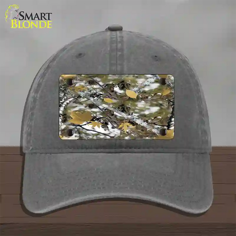 Real Leaf Camouflage Novelty License Plate Hat Unconstructed Cotton / Charcoal