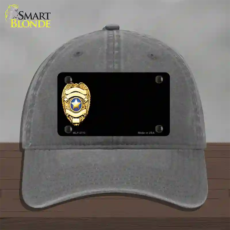 Police Badge Offset Novelty License Plate Hat Unconstructed Cotton / Charcoal