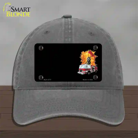 Fire Engine Flames Flaming Ax Offset Novelty License Plate Hat Unconstructed Cotton / Charcoal