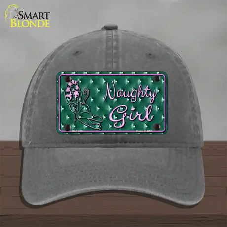 Naughty Girl Novelty License Plate Hat Unconstructed Cotton / Charcoal