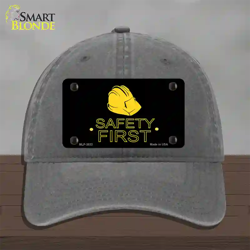 Safety First Novelty License Plate Hat Unconstructed Cotton / Charcoal