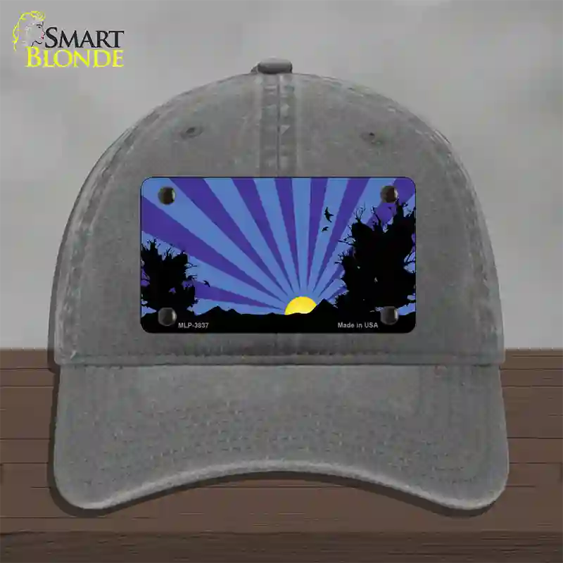 Southwest Purple Sunset Novelty License Plate Hat Unconstructed Cotton / Charcoal