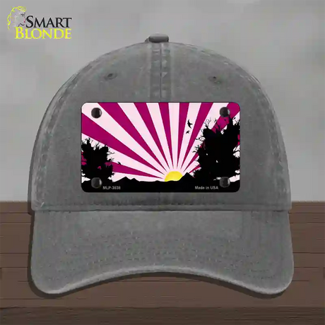 Southwest Pink Sunset Novelty License Plate Hat Unconstructed Cotton / Charcoal