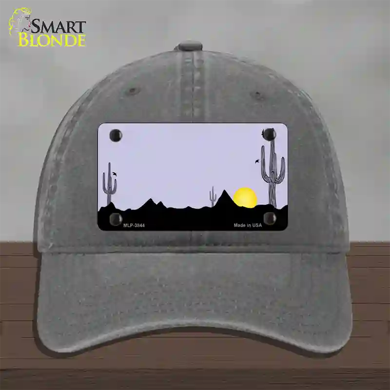 Southwest Cactus Sunrise Purple Novelty License Plate Hat Unconstructed Cotton / Charcoal