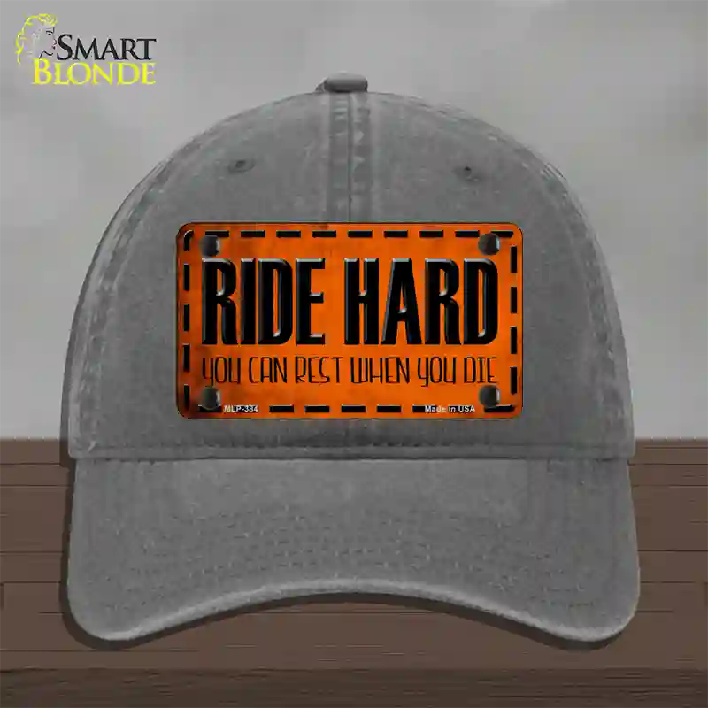 Ride Hard Novelty License Plate Hat Unconstructed Cotton / Charcoal