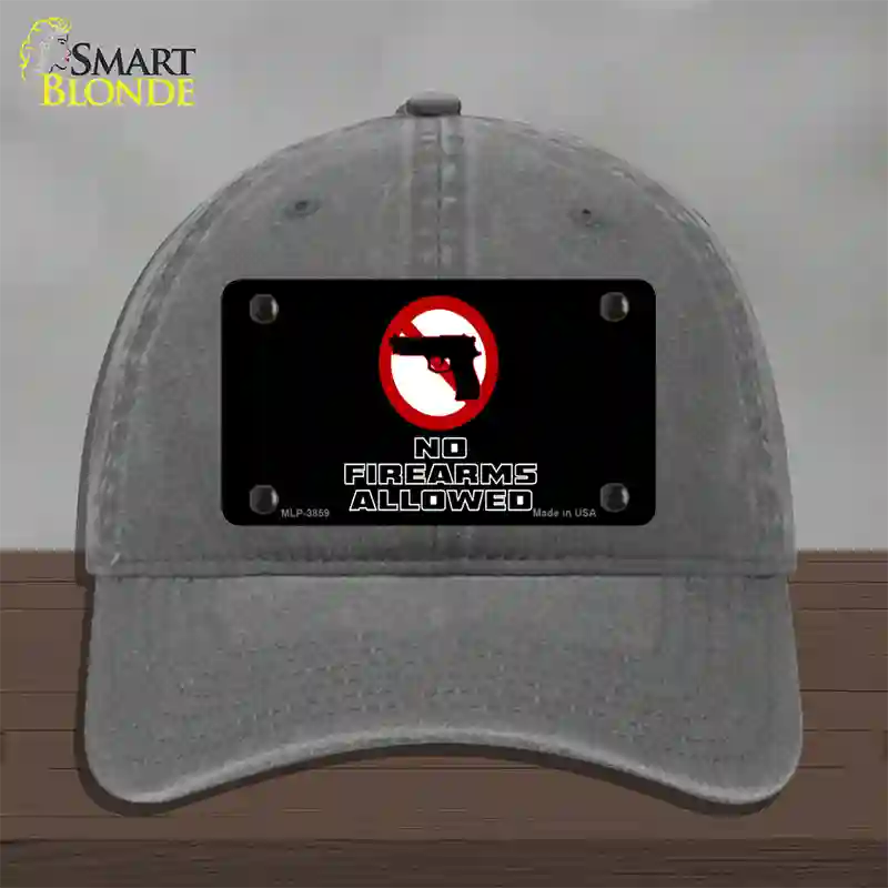 No Firearms Allowed Novelty License Plate Hat Unconstructed Cotton / Charcoal