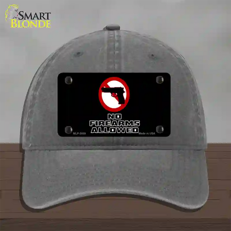 No Firearms Allowed Novelty License Plate Hat Unconstructed Cotton / Charcoal