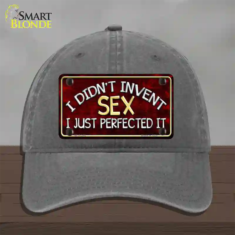 Didnt Invent Sex Novelty License Plate Hat Unconstructed Cotton / Charcoal