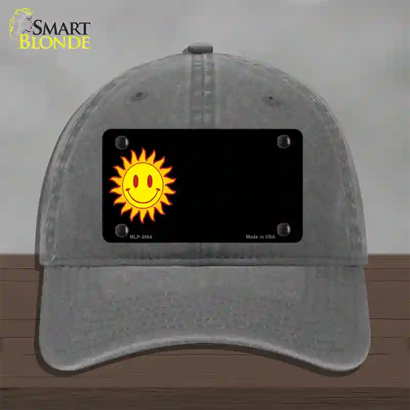 Sun Smiley Offset Novelty License Plate Hat Unconstructed Cotton / Charcoal