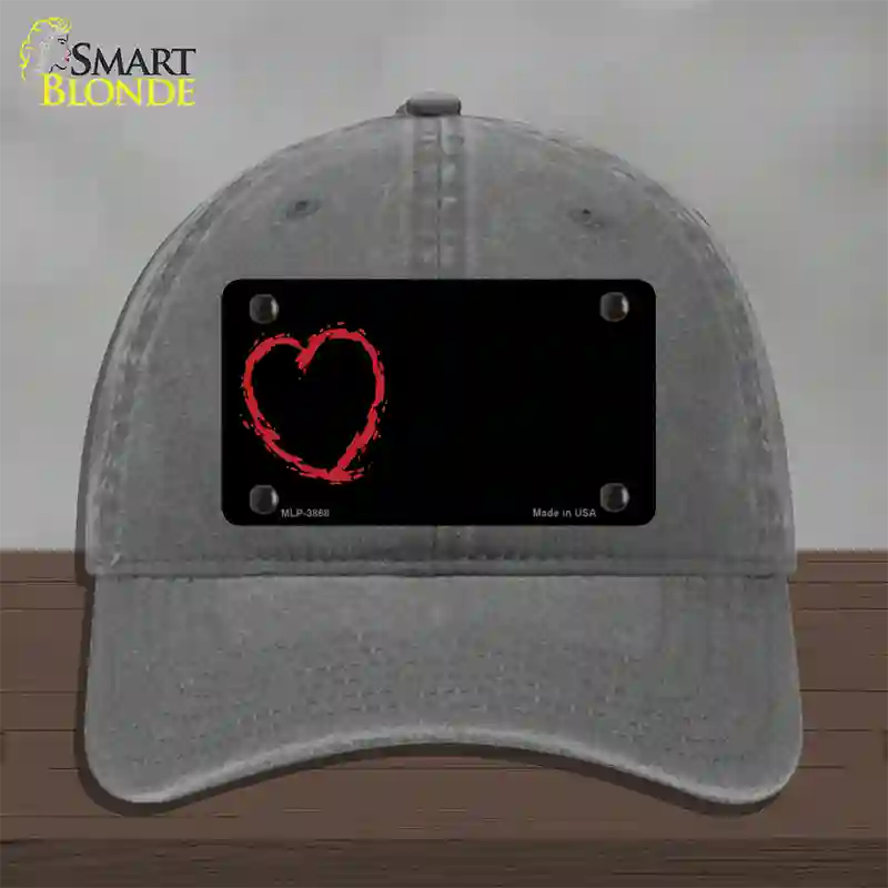 Heart Offset Novelty License Plate Hat Unconstructed Cotton / Charcoal