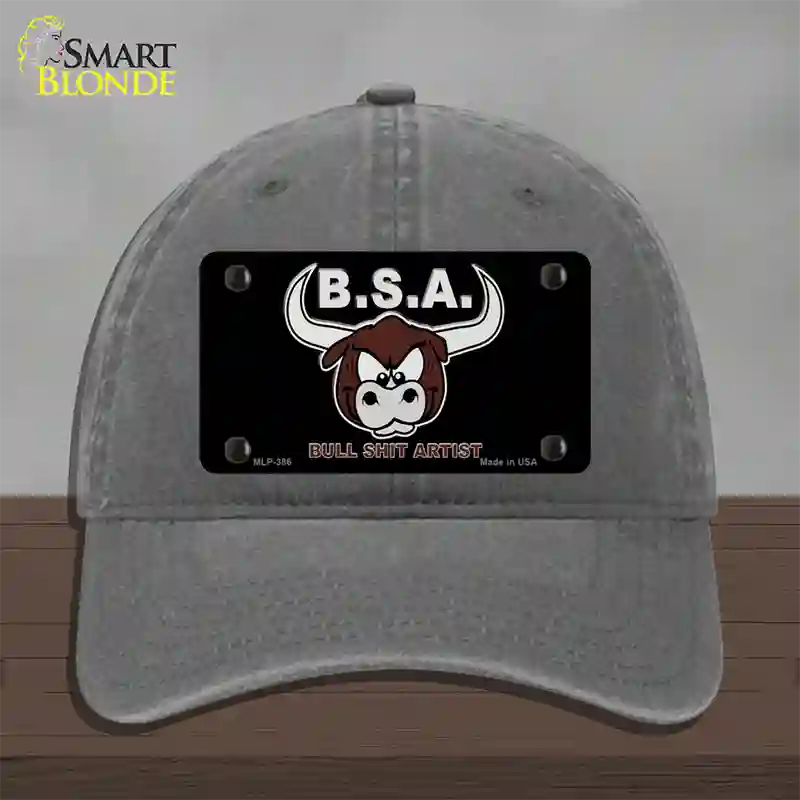 Bull Shit Artist Novelty License Plate Hat Unconstructed Cotton / Charcoal