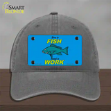 Born To Fish Novelty License Plate Hat Unconstructed Cotton / Charcoal