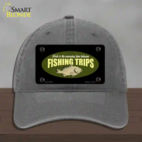 Fishing Trips Novelty License Plate Hat Unconstructed Cotton / Charcoal