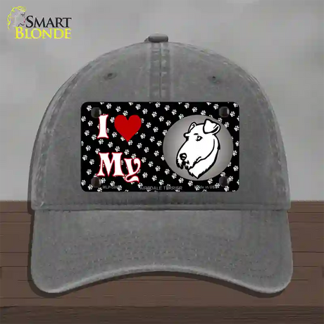 I Love My Airedale Terrier Novelty License Plate Hat Unconstructed Cotton / Charcoal